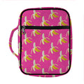 Pink Banana Pattern Print Front Pocket Bible Bag