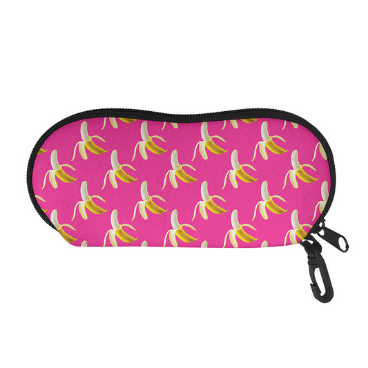 Pink Banana Pattern Print Glasses Case