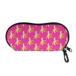 Pink Banana Pattern Print Glasses Case