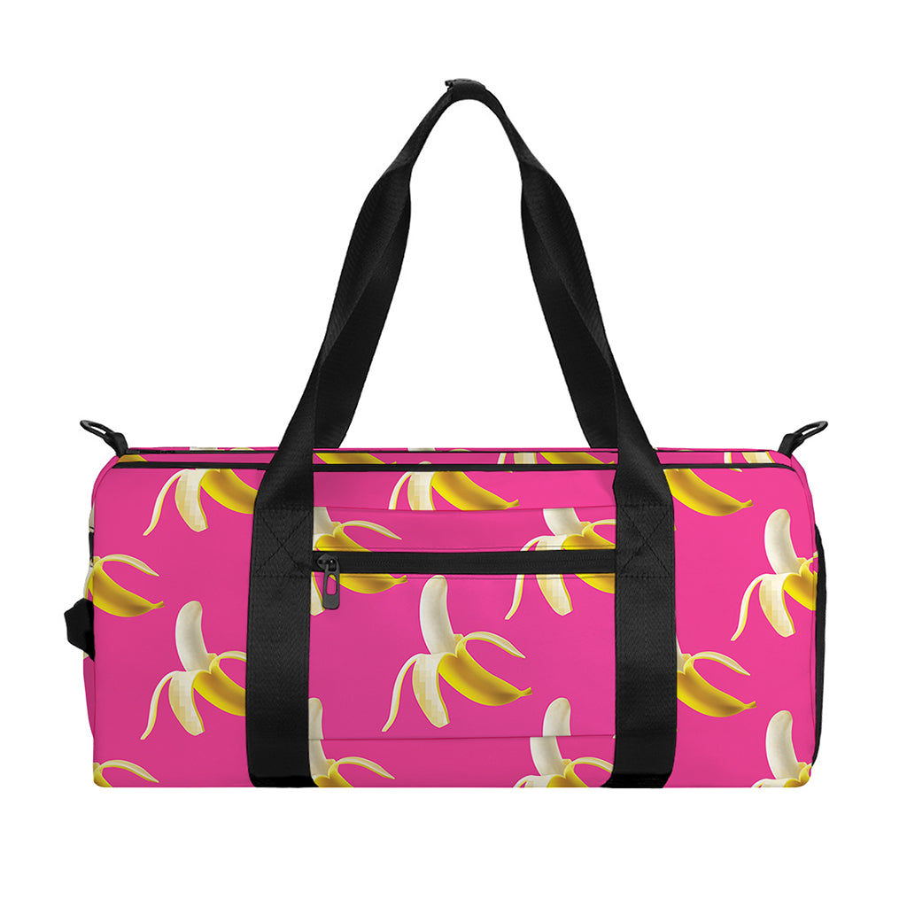Pink Banana Pattern Print Gym Bag