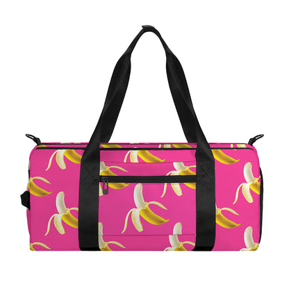 Pink Banana Pattern Print Gym Bag