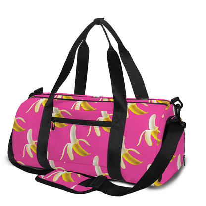 Pink Banana Pattern Print Gym Bag