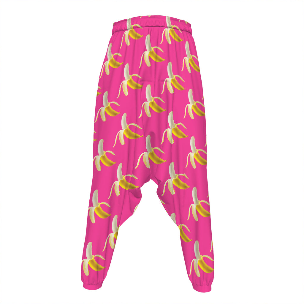 Pink Banana Pattern Print Hammer Pants