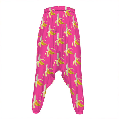 Pink Banana Pattern Print Hammer Pants