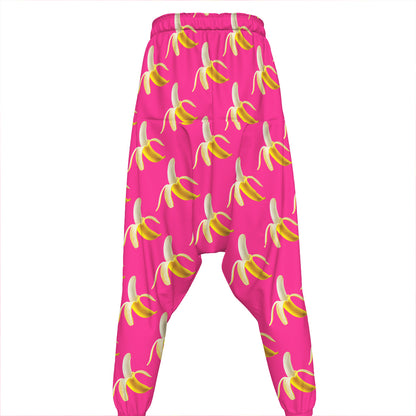 Pink Banana Pattern Print Hammer Pants