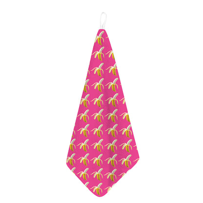 Pink Banana Pattern Print Hand Towel