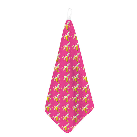 Pink Banana Pattern Print Hand Towel