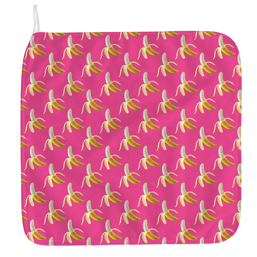 Pink Banana Pattern Print Hand Towel
