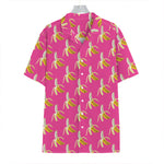 Pink Banana Pattern Print Hawaiian Shirt