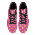 Pink Banana Pattern Print High Top Leather Sneakers
