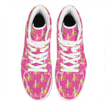 Pink Banana Pattern Print High Top Leather Sneakers