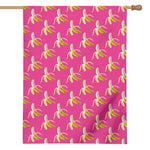 Pink Banana Pattern Print House Flag
