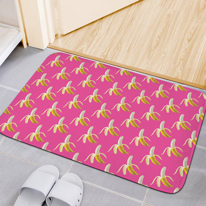 Pink Banana Pattern Print Indoor Door Mat