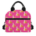 Pink Banana Pattern Print Insulated Lunch Bag