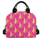 Pink Banana Pattern Print Insulated Lunch Bag