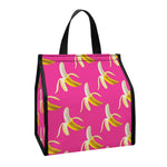 Pink Banana Pattern Print Insulated Lunch Tote