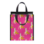 Pink Banana Pattern Print Insulated Lunch Tote