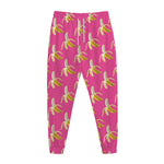 Pink Banana Pattern Print Jogger Pants