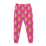 Pink Banana Pattern Print Jogger Pants