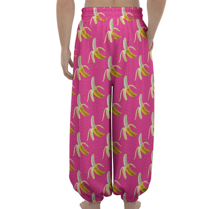 Pink Banana Pattern Print Lantern Pants