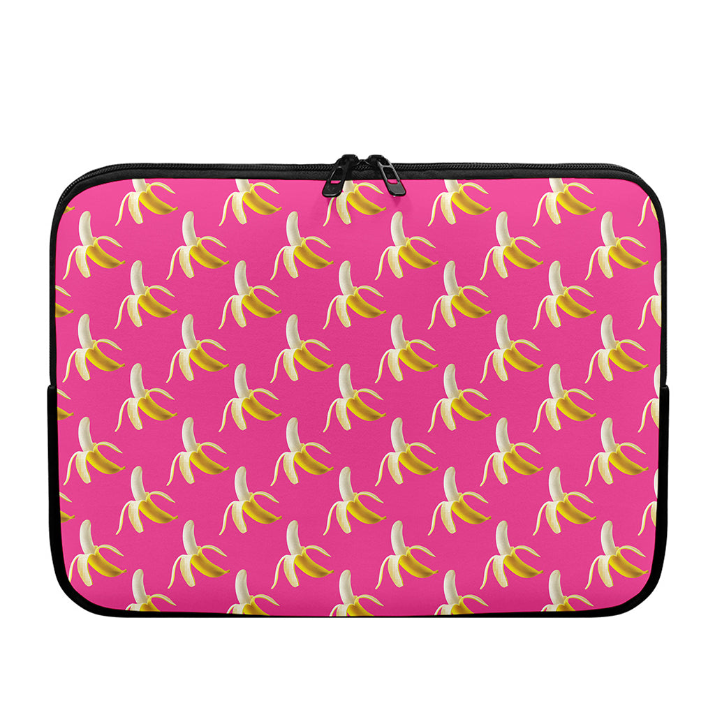 Pink Banana Pattern Print Laptop Sleeve