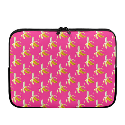 Pink Banana Pattern Print Laptop Sleeve