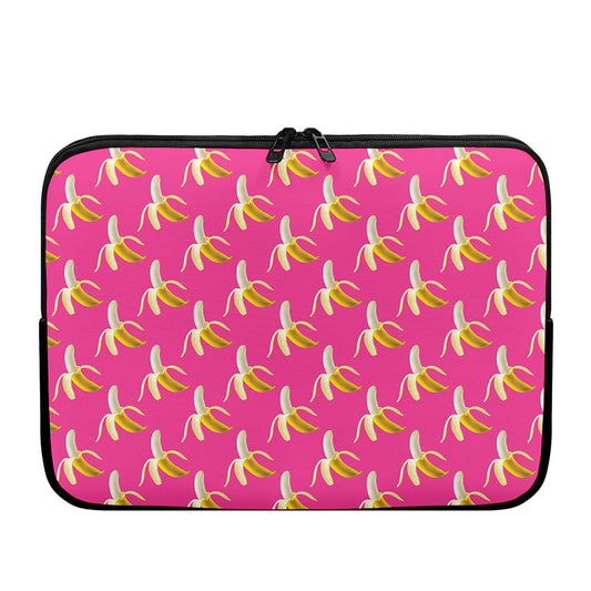Pink Banana Pattern Print Laptop Sleeve