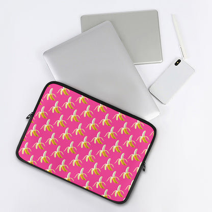 Pink Banana Pattern Print Laptop Sleeve