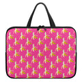 Pink Banana Pattern Print Laptop Sleeve With Handle
