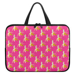 Pink Banana Pattern Print Laptop Sleeve With Handle