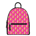 Pink Banana Pattern Print Leather Backpack