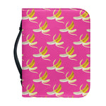 Pink Banana Pattern Print Leather Bible Cover