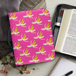 Pink Banana Pattern Print Leather Bible Cover