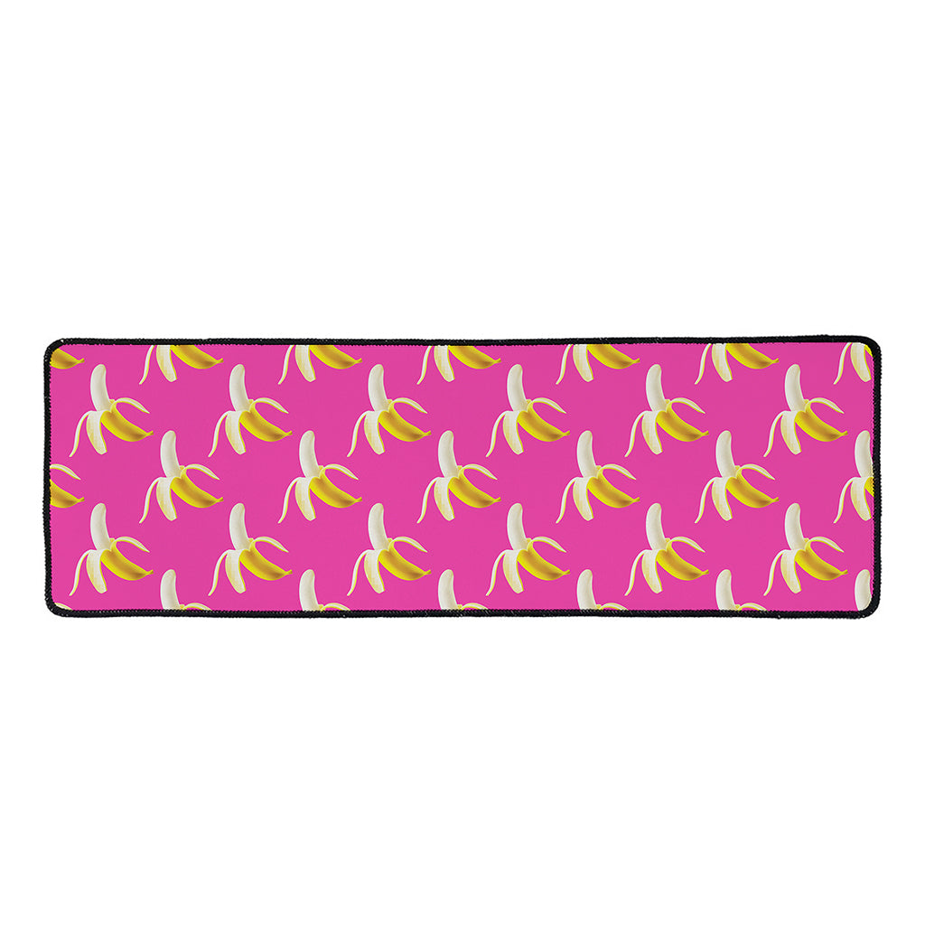 Pink Banana Pattern Print Long Kitchen Mat
