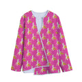 Pink Banana Pattern Print Long Sleeve Short Coat