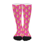 Pink Banana Pattern Print Long Socks