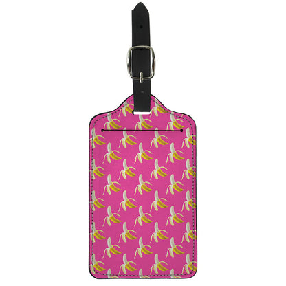 Pink Banana Pattern Print Luggage Tag