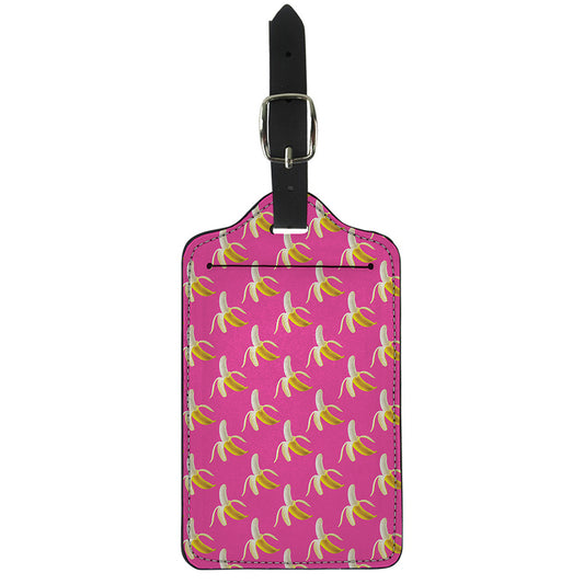 Pink Banana Pattern Print Luggage Tag