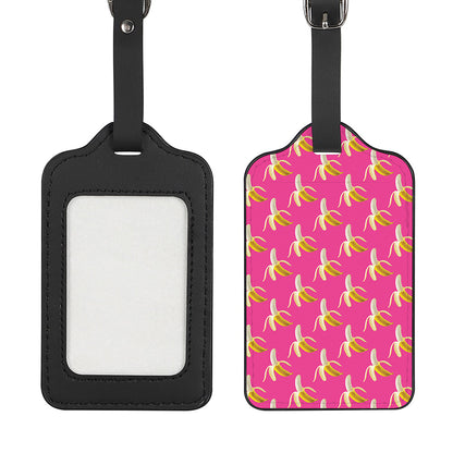 Pink Banana Pattern Print Luggage Tag