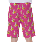 Pink Banana Pattern Print Men's Beach Shorts