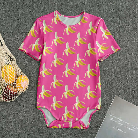 Pink Banana Pattern Print Men's Bodysuit