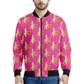 Pink Banana Pattern Print Men's Bomber Jacket