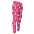Pink Banana Pattern Print Men's Compression Pants