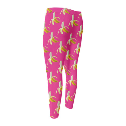 Pink Banana Pattern Print Men's Compression Pants