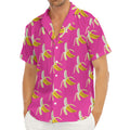 Pink Banana Pattern Print Men's Deep V-Neck Shirt