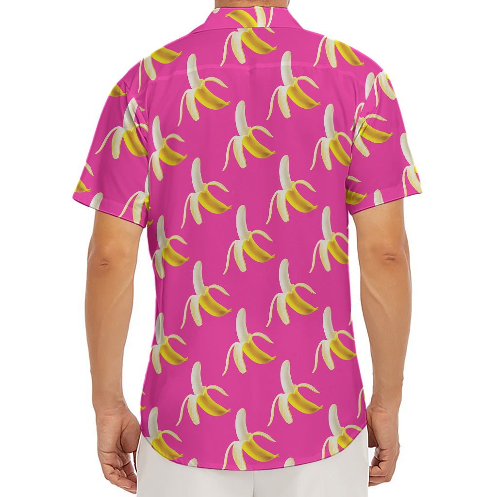 Pink Banana Pattern Print Men's Deep V-Neck Shirt