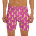 Pink Banana Pattern Print Men's Long Boxer Briefs