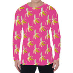Pink Banana Pattern Print Men's Long Sleeve T-Shirt