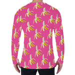 Pink Banana Pattern Print Men's Long Sleeve T-Shirt