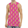 Pink Banana Pattern Print Men's Muscle Tank Top
